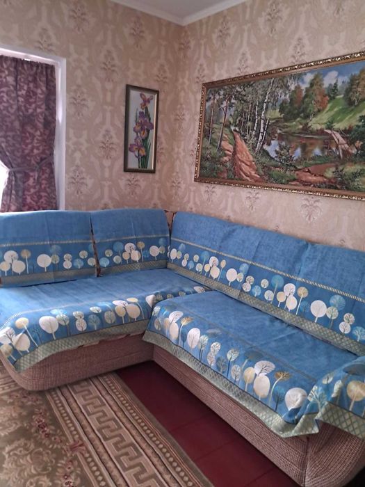 Покривало на угловий диван дивандек