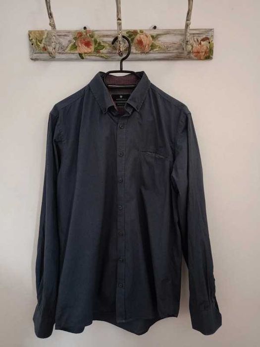 Elegancka koszula w kropki męska z długim rękawem M