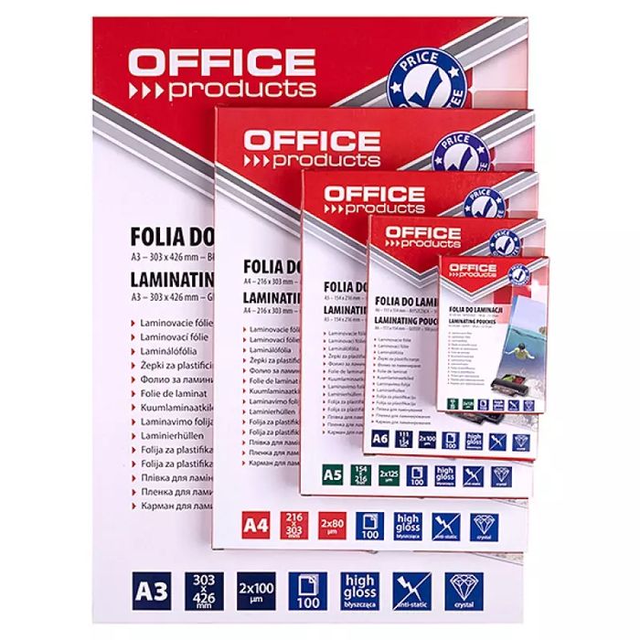 Folia do laminowania office products A3 2x80mikr. błyszcząca 100szt transparentna. Office Products. Nowy Produkt