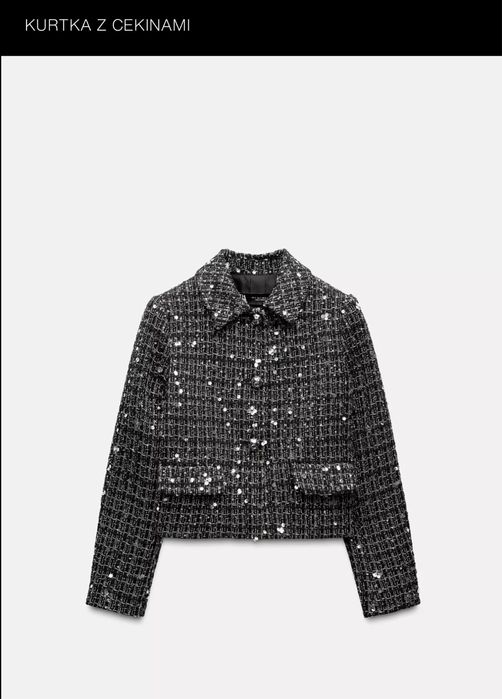 ZARA  Elegancka marynarka tweedowa z cekinami