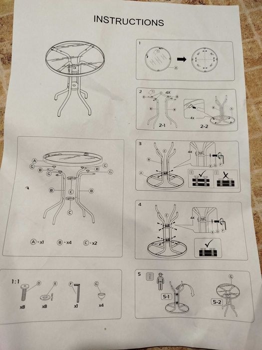 Стіл скляний круглий садовий для балкона тераси, садовый стол столик