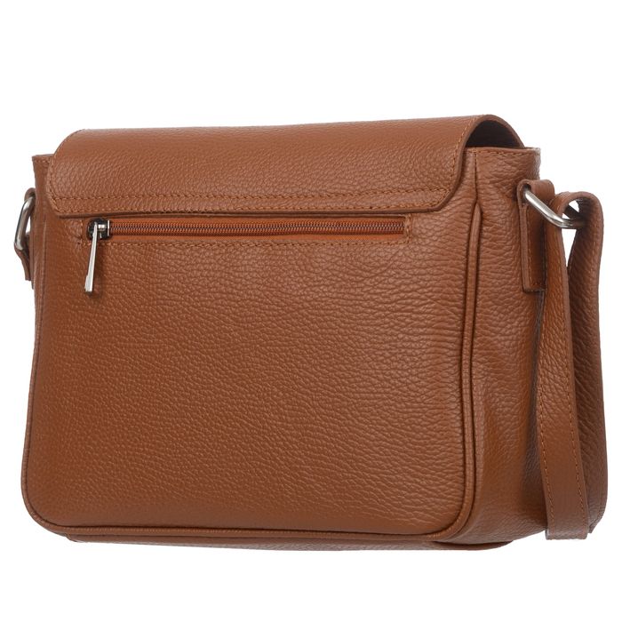 VERA PELLE torebka skórzana listonoszka z klapą i paskiem V556 fuksja