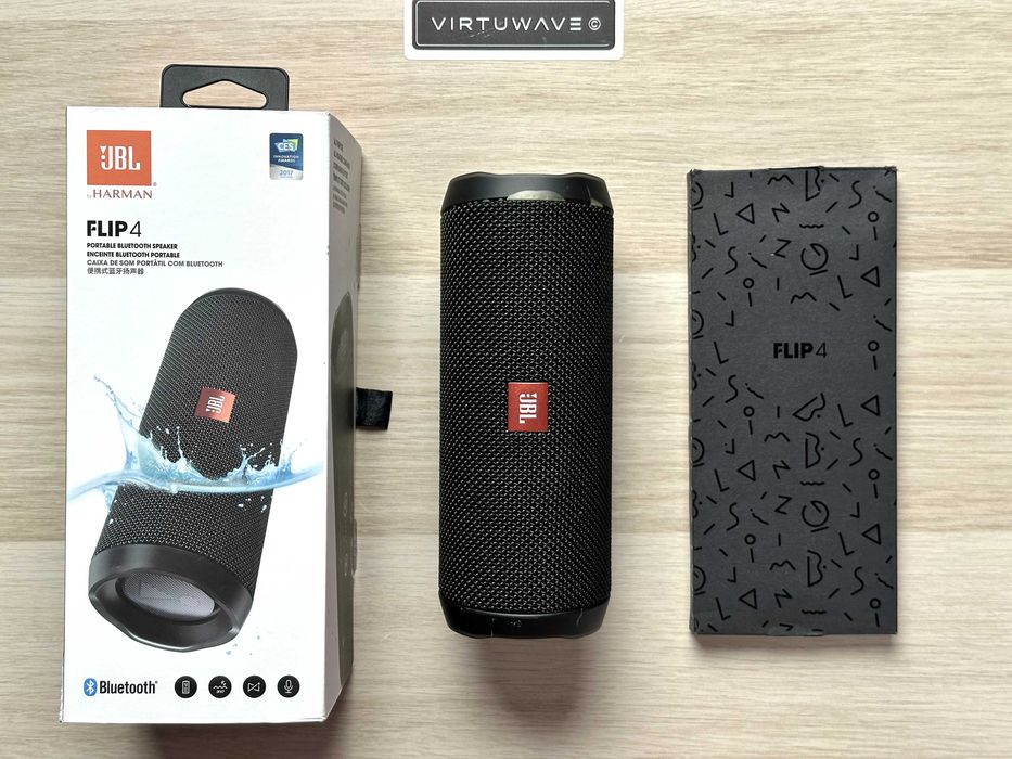 JBL Flip 4 - Czarny - Nowa bateria - Do 12h pracy