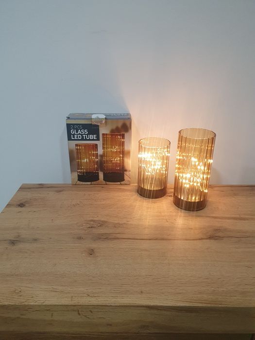 Zestaw 2 Szklanych Lampionów Tub Led