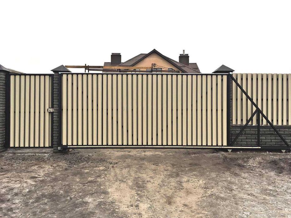 Відкатні ворота з автоматикою, Зварений каркас воріт, Монтаж воріт