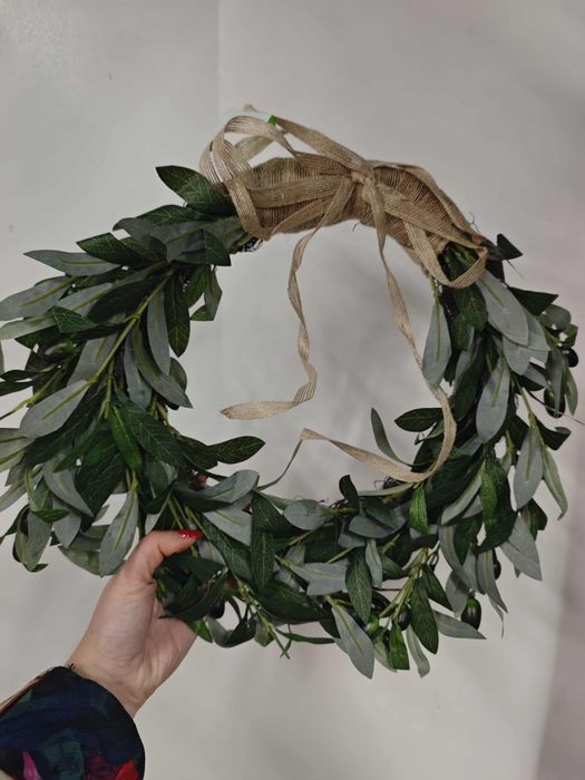 Wianek na drzwi oliwka i juta