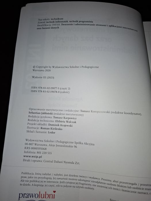 Podręczniki do nauki zawodu technik informatyk,  technik programista