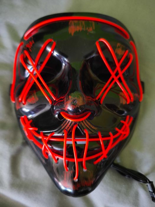 Maska Horror-Red 17x19 świeci LED  zabawa impreza dekoracja bal kostium