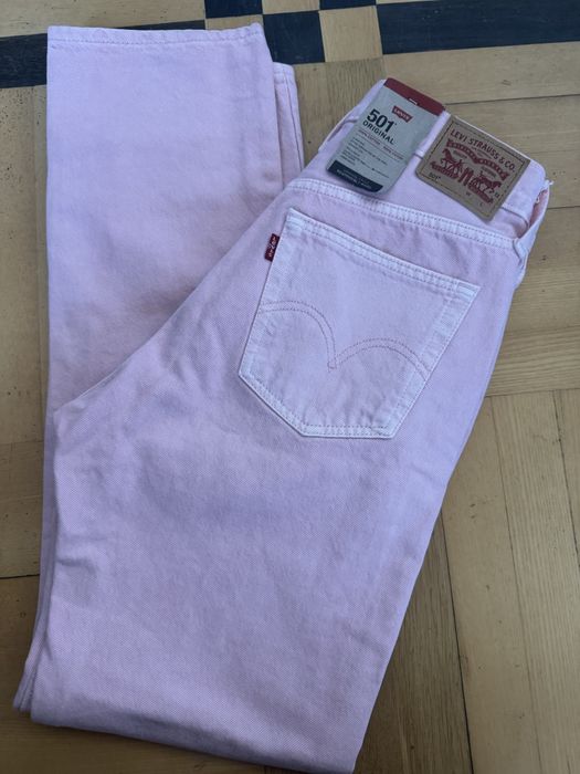 Nowe Jeansy LEVI'S 501  – Jasnoróżowe (Pink) – Rozmiar w26 L30