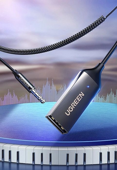 Ugreen odbiornik dźwięku Bluetooth 5.3 kabel USB adapter audio AUX jac