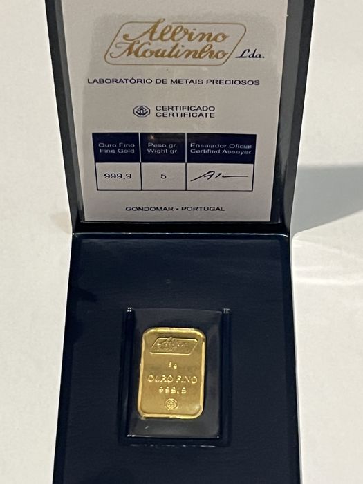 Barra ouro 1 e 5 gramas