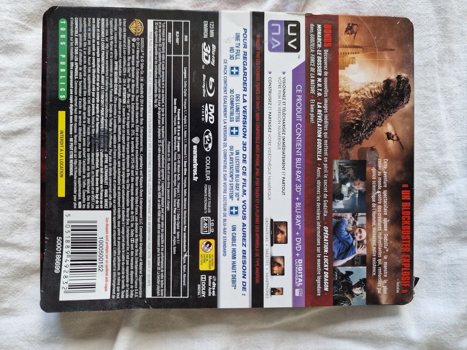 Godzilla blu ray steelbook blu ray 3D + blu ray +dvd
