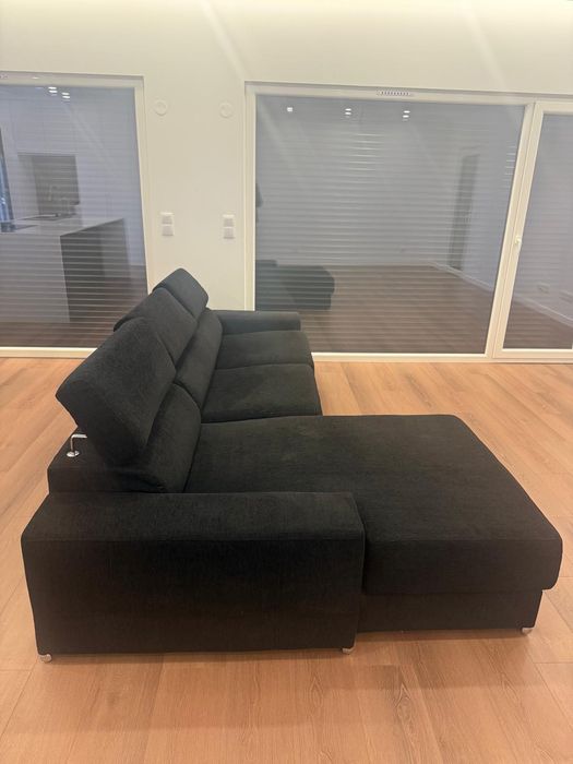 Sofá chaise lounge preto