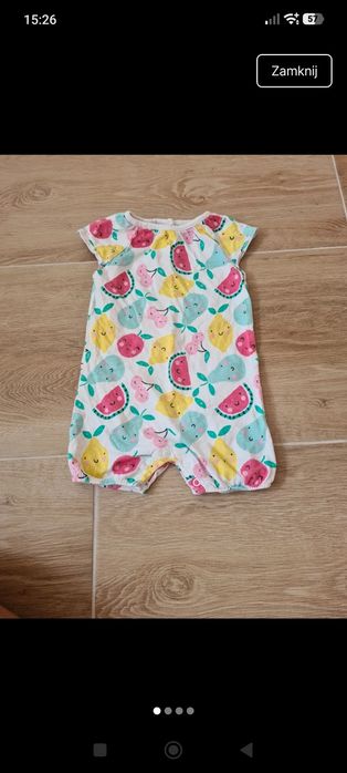 Bawełniany rampers body pajacyk na krótki rękaw primark 80
