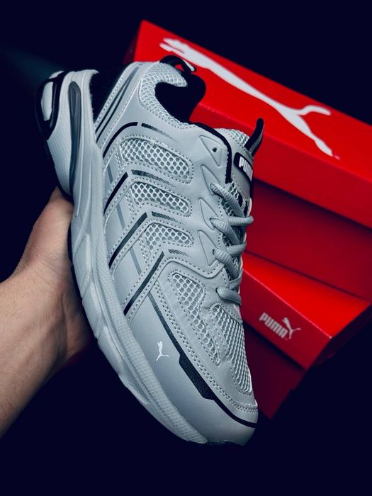 Кросовки пума на летний сезон / прошитые кожей / дышащая сетка / puma мужские кроссовки на каждый день / пума удобные красовки