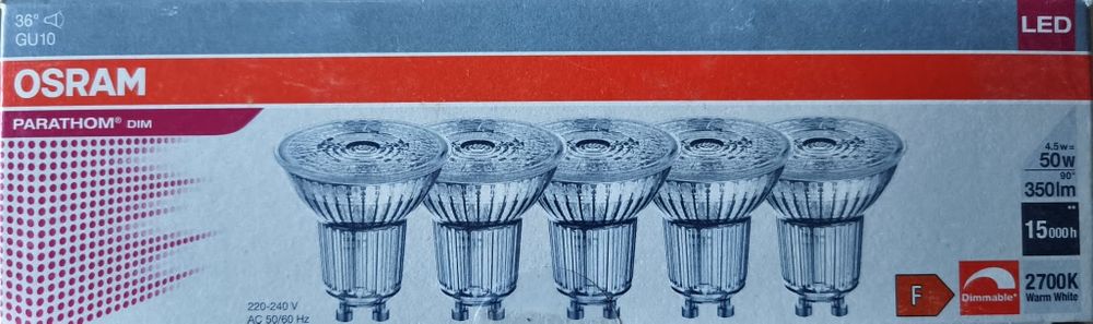 Pięć żarówek LED GU10 marki Osram