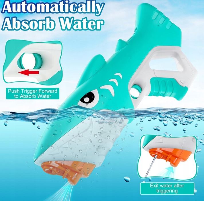 Zielony pistolet na wode rekin elektryczny