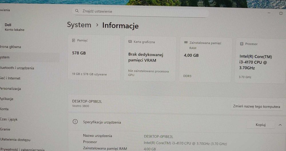 Komputer DELL Vostro 3800, Win11, stan bardzo dobry