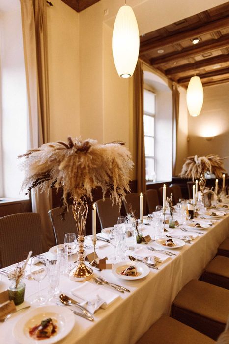 Dekoracje boho wesele ślub pampas trawy