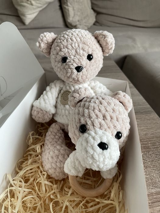 набір на хрещення, день народження, мʼяка іграшка ведмедик, брязкальце