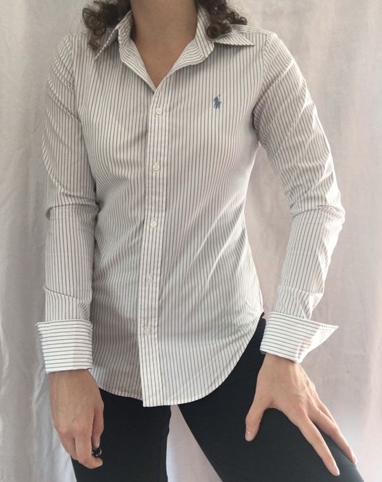 boska nowa koszula Ralph Lauren biala w paski niebieskie M 38