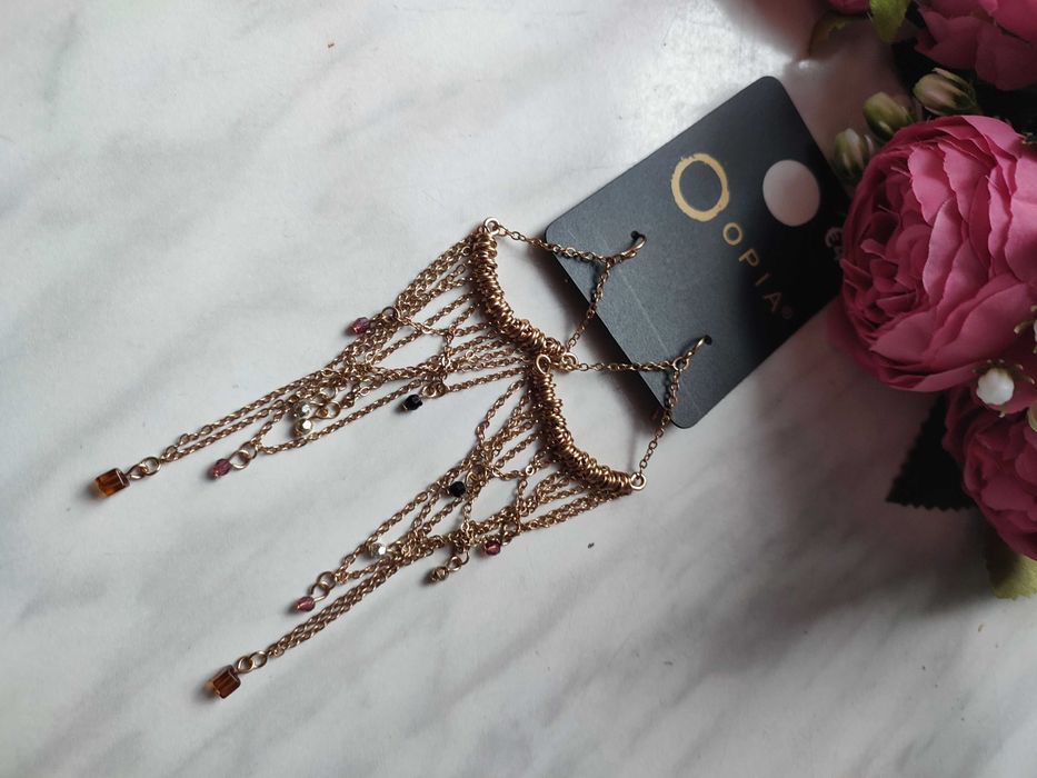 Nowe kolczyki łańcuszek śliczne złoto