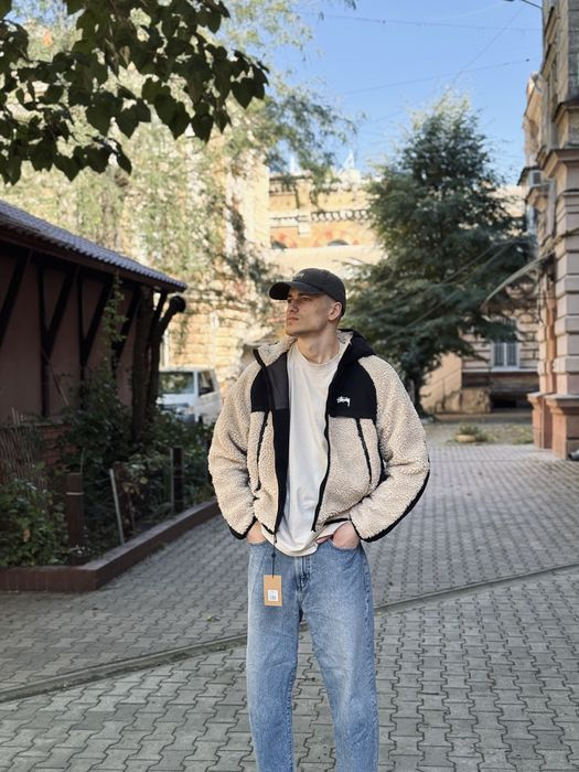 Куртка Stussy / Stussy Sherpa Paneled Hooded Jacket Beige