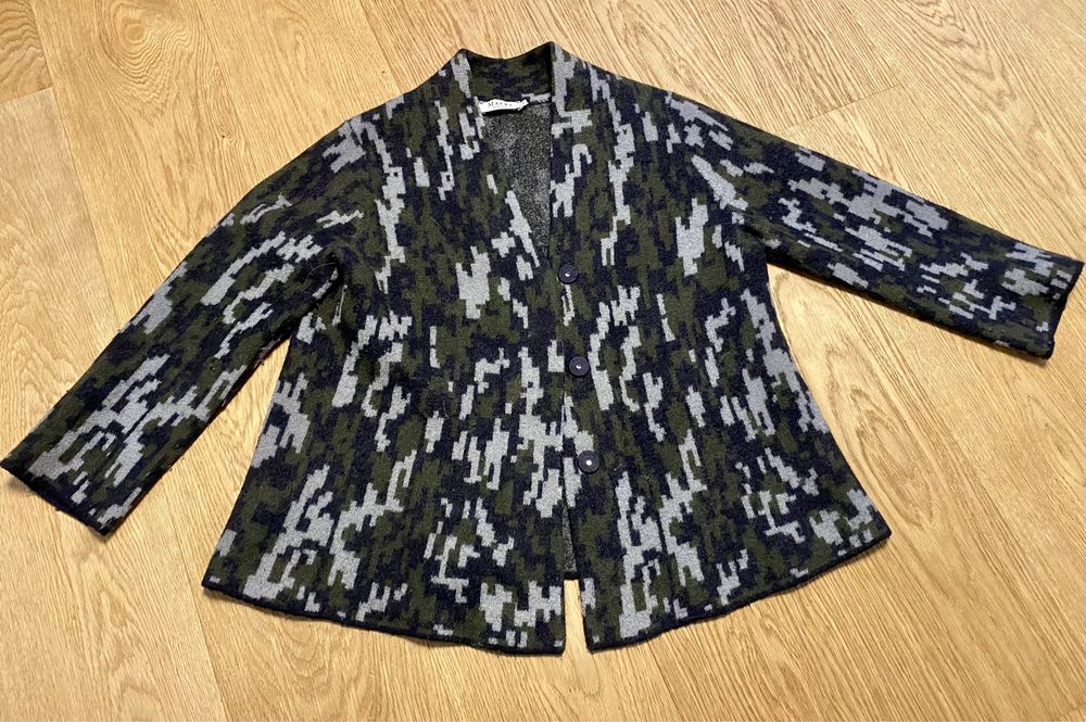 Wełniany kardigan sweter moro Maerz Muenchen xs virgin wool