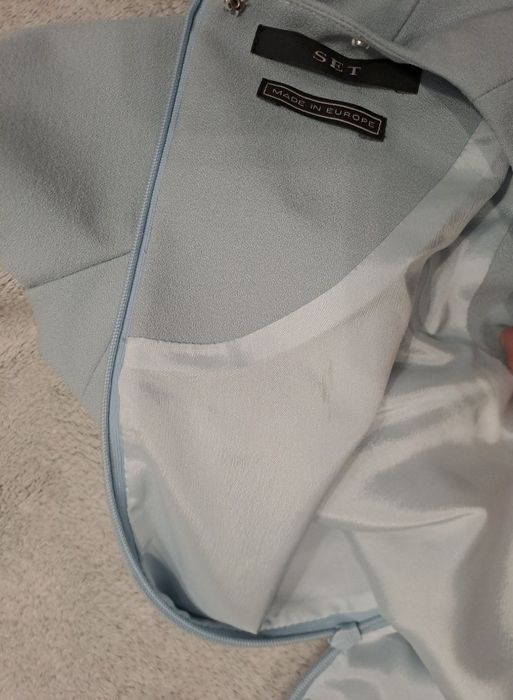 Сукня плаття блакитна приталена А-силует з коміром бренду SET р. S 36