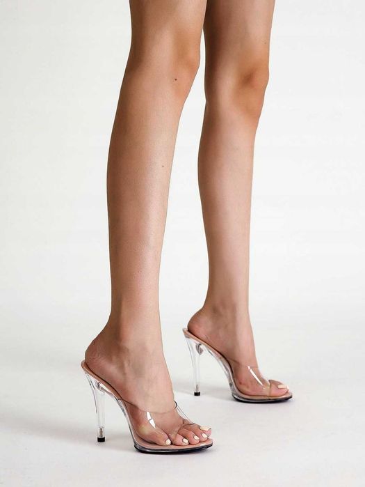 Shein transparentne klapki na szpilce 37
