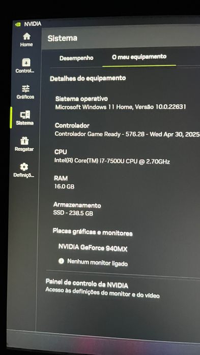 Portátil HP 15.6” i7-7500U | 16GB RAM | SSD 240GB | NVIDIA 940MX