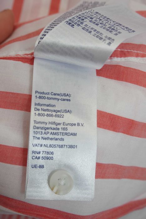 Y32 elegancka biała koszula damska Tommy Hilfiger paski slim S 36 M 38