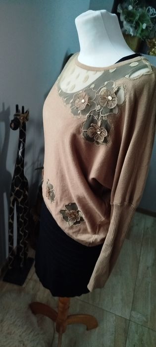 Dwuczęściowy komplet sukienka nietoperz sweter
