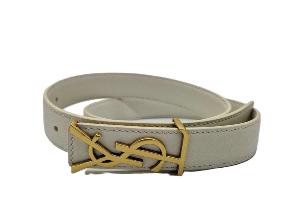 женский белый ремень Yves saint laurent YSL. жіночий білий ремінь YSL