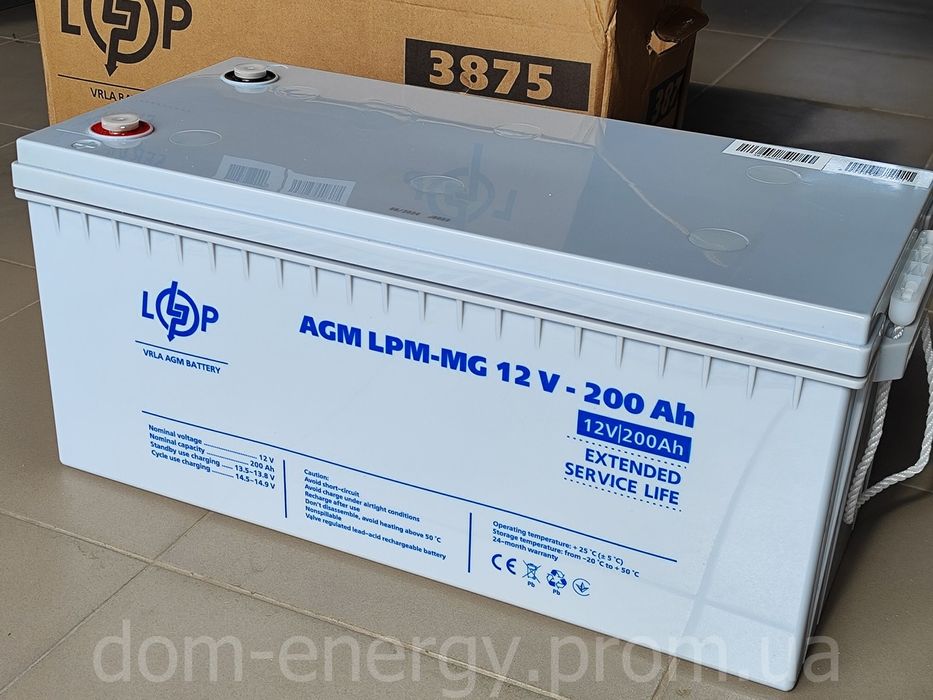 Акумулятор мультигелевий LPM-MG 12 V — 200 Ah, АКБ для ДБЖ 200 А·год,