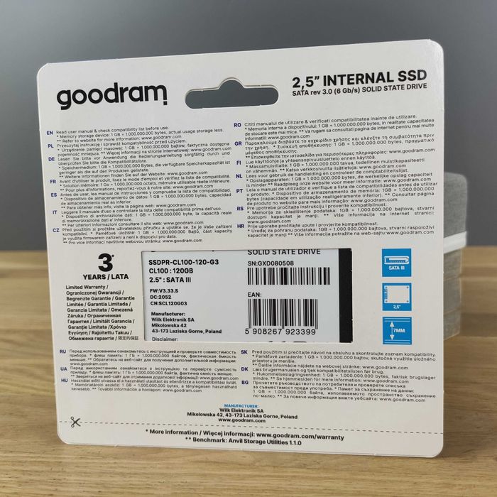 SSD-диск 120 GoodRAM CL100 gen.3 TLC 120GB 2.5" (SSDPR-CL100-120-G3)