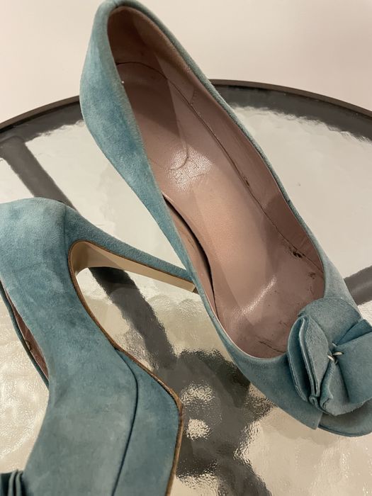 Buty na obcasie turkusowe