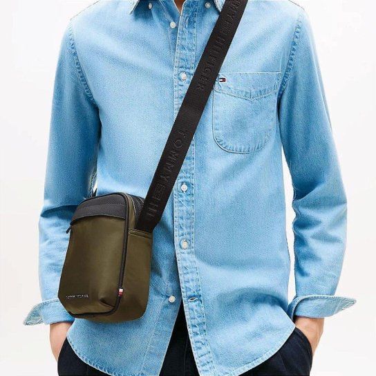 Оригінал Чоловіча оливкова сумка Tommy Hilfiger