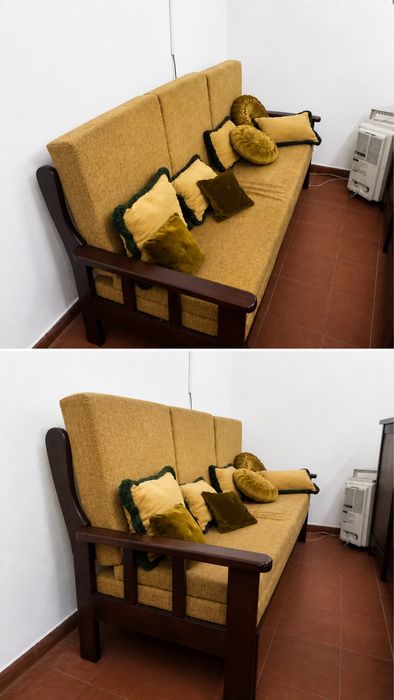 Sofa cama e 2 cadeiroes