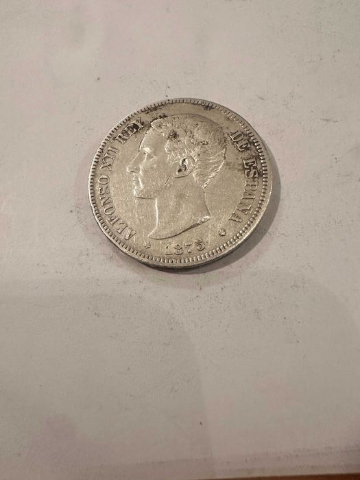 Moneta Srebro ALFONSO XII REY 1875 DE ESPAÑA 5 PESETAS- Hiszpania