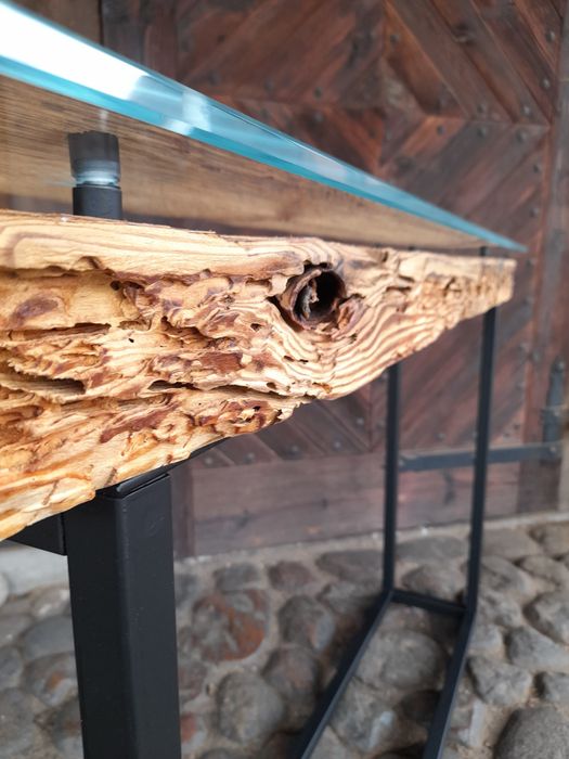 Konsola loft szkło metal.