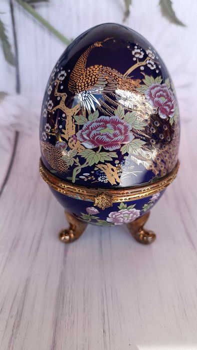 Guarda-jóias ovo vintage, grande, com desgaste no aro