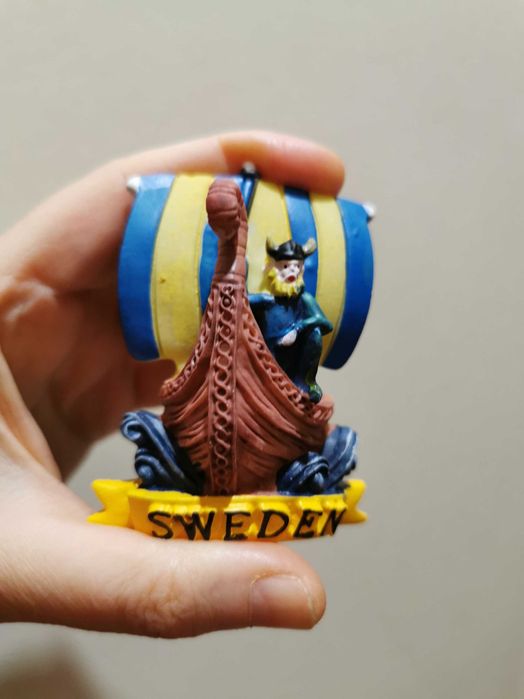 Magnes na lodówkę Szwecja Sweden okręt pamiątka z podróży suwenir