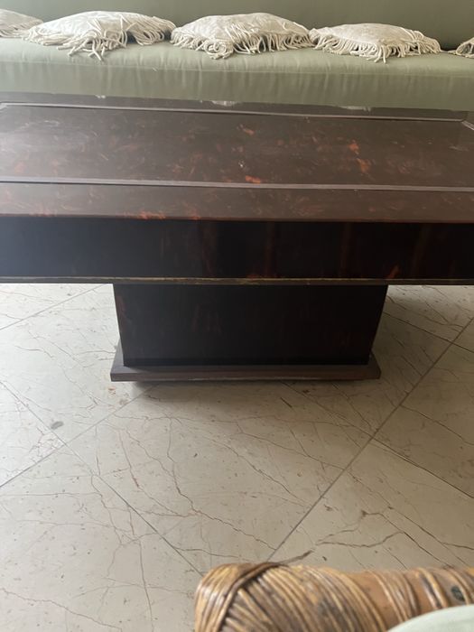 Linda mesa de tartaruga com embotidos dourados