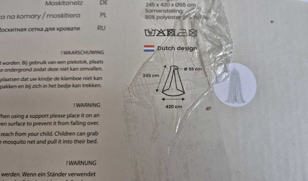 Jollein Baldachim moskitiera do łóżeczka dziecięcego Vintage 245cm