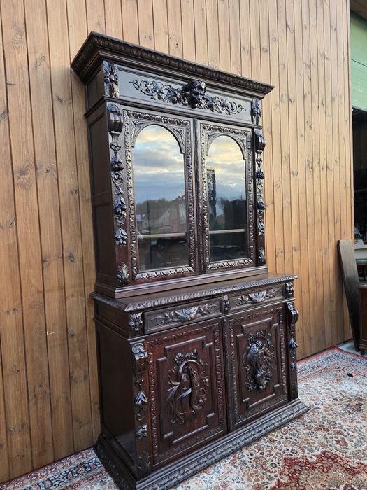 Kredens eklektyczny myśliwski z przeszkleniem #2133 Stylowy Węgrów