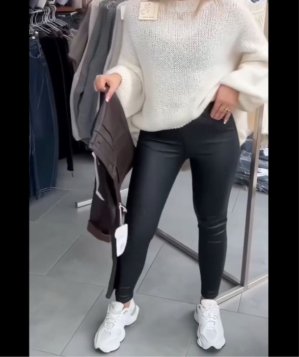 Шкіряні штани на флісі