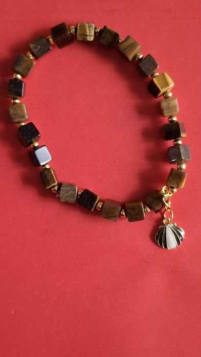 Bransoletka tygrysie oko z muszelka