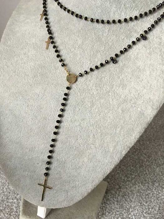 Celebrytka Stal Różaniec Krzyż Krzyżyk