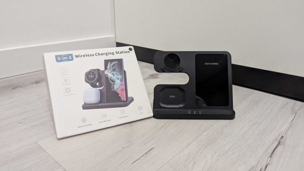 3в1 бездротова зарядна станція Q10B nongxiang для Samsung 15W зарядка